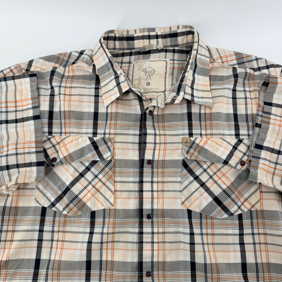 Prana Other - Prana Plaid Short‎ Sleeve Pearl Snap Shirt Organic Cotton Western Large Orange